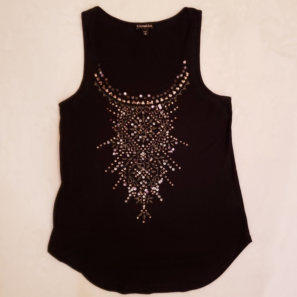 Express Beaded & Embroidered Tank B22